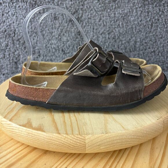 Leibmann Two Strap Sandals Womens 10 Mens 8 Leather Cork Sole Shoe German Made - Picture 3 of 10